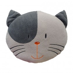 Grey and Black Cat Head Cushion 35cm